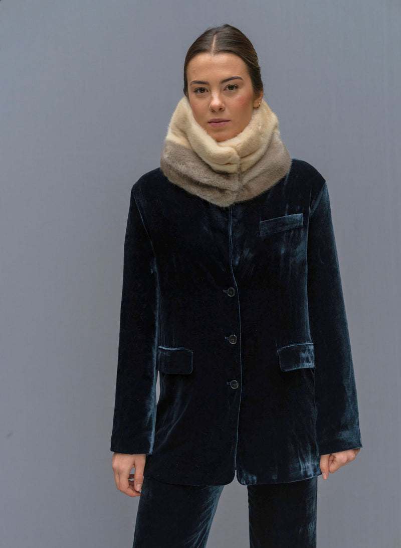 Cuello de visón Gris y Crudo