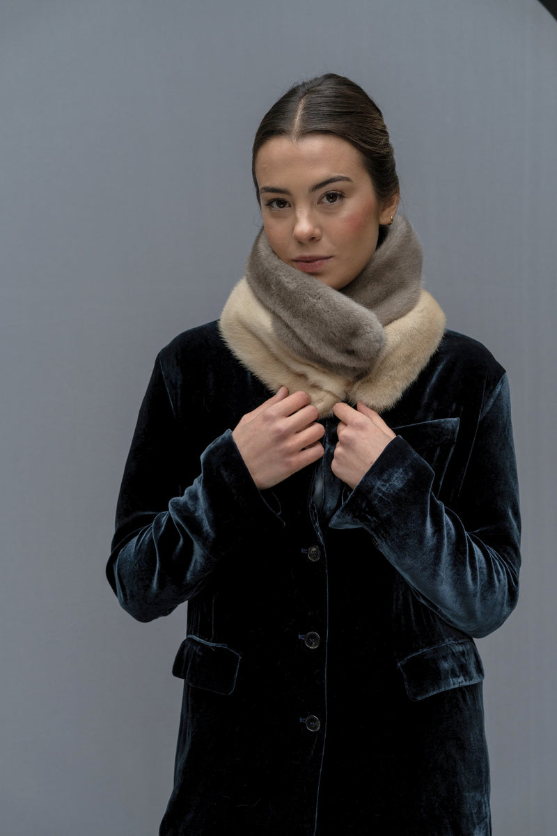 Cuello de visón Gris y Crudo