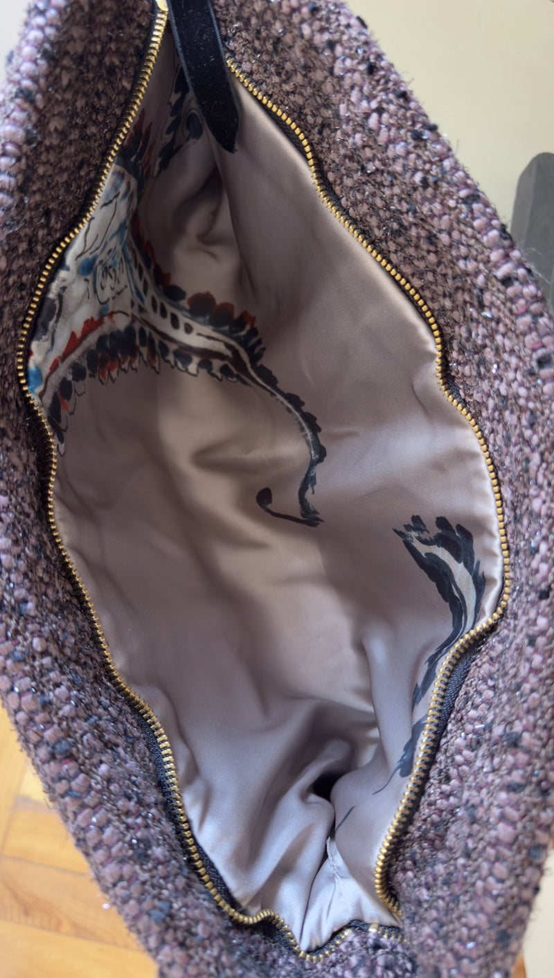 Bolso chanel chocolate bordado en seda a mano