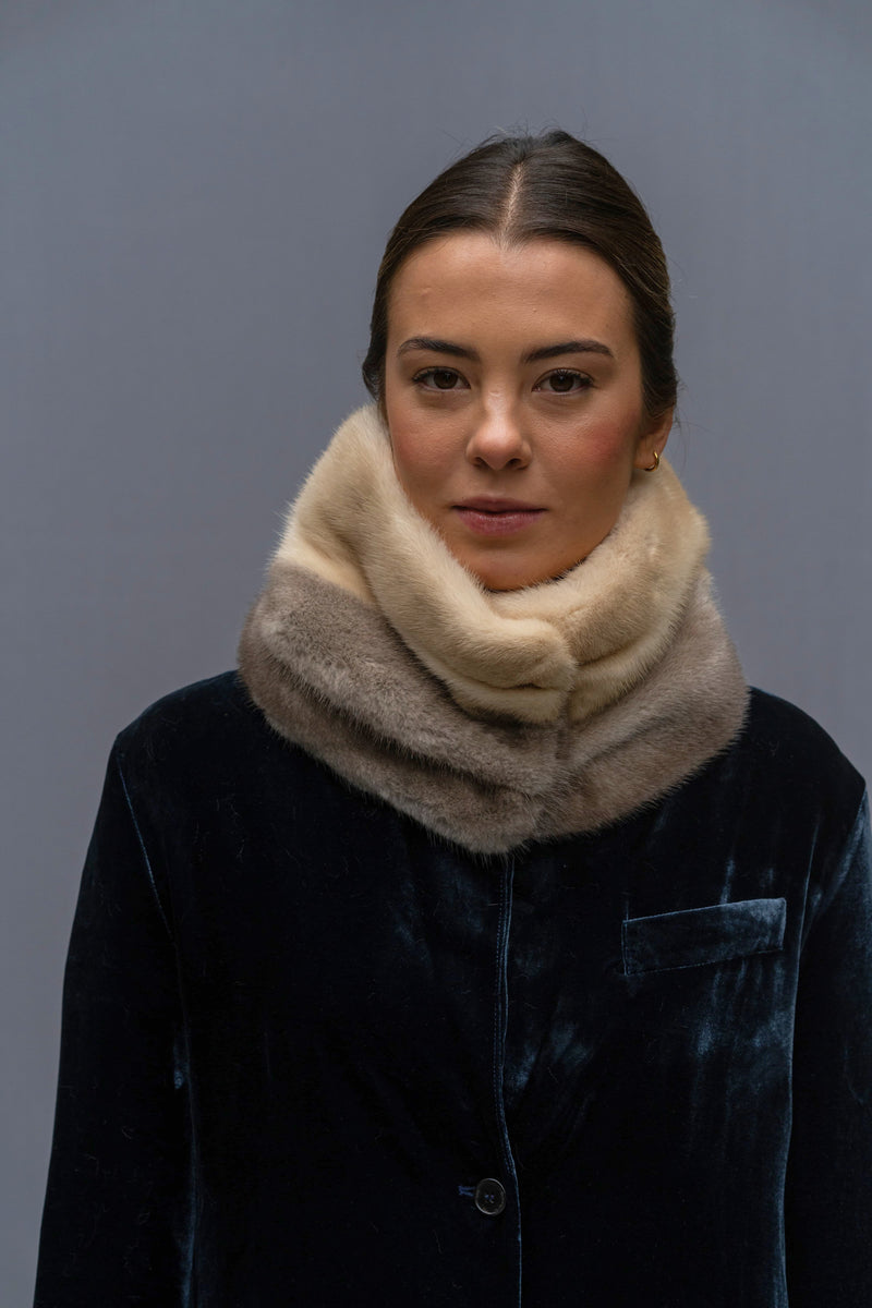 Cuello de visón Gris y Crudo