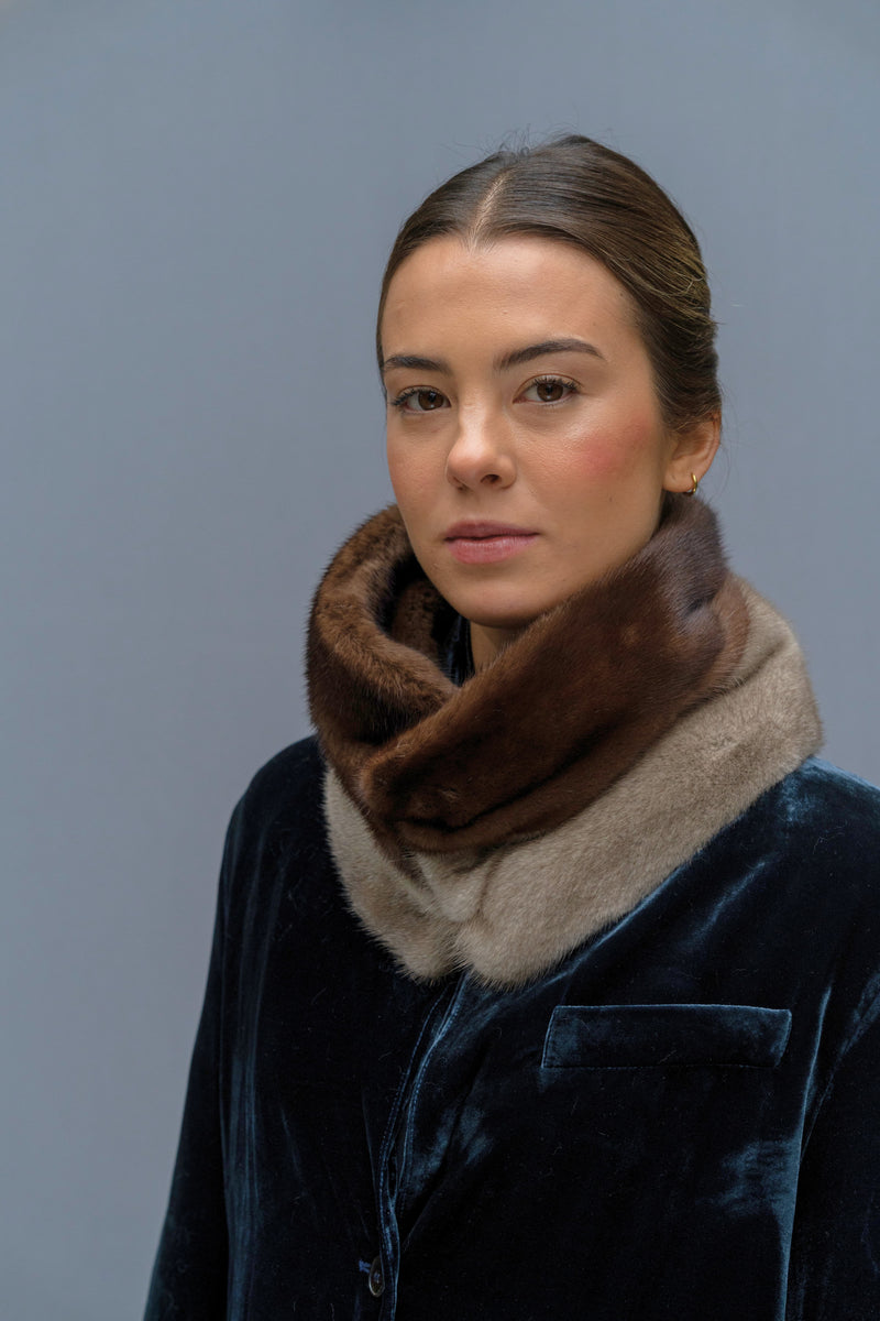 Cuello de visón Gris y Chocolate