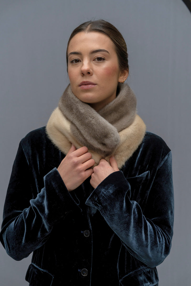 Cuello de visón Gris y Crudo