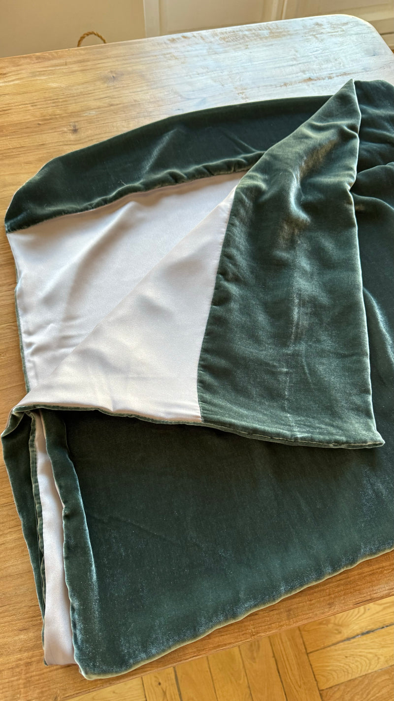 Chal de terciopelo de seda verde XL