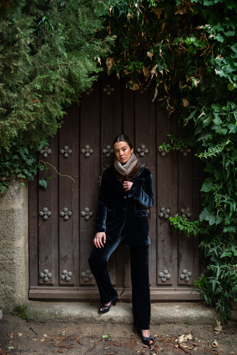 Cuello de visón Gris y Chocolate