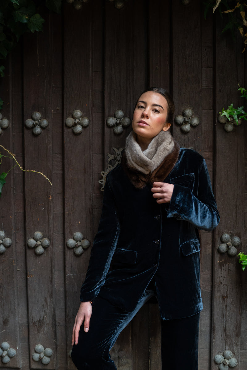 Cuello de visón Gris y Chocolate