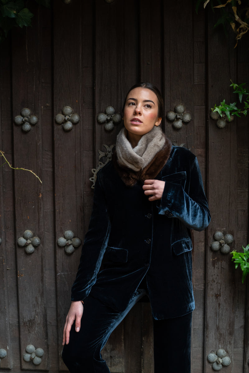 Cuello de visón Gris y Chocolate