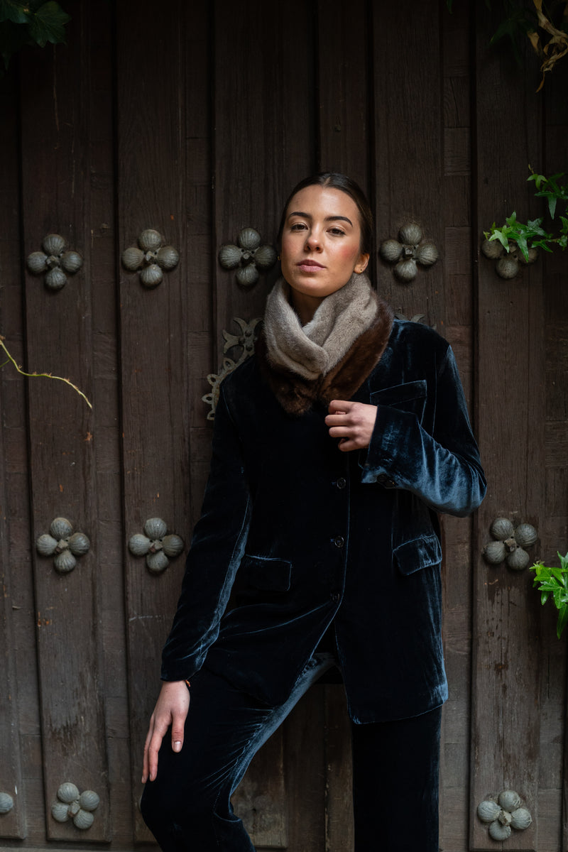 Cuello de visón Gris y Chocolate