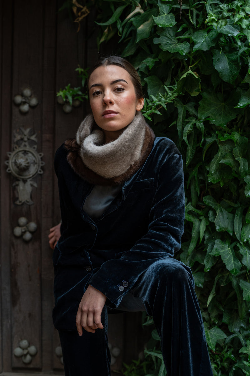 Cuello de visón Gris y Chocolate