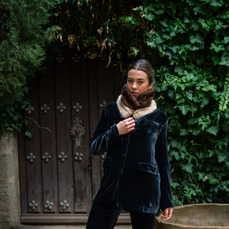 Cuello de visón Crudo y Chocolate