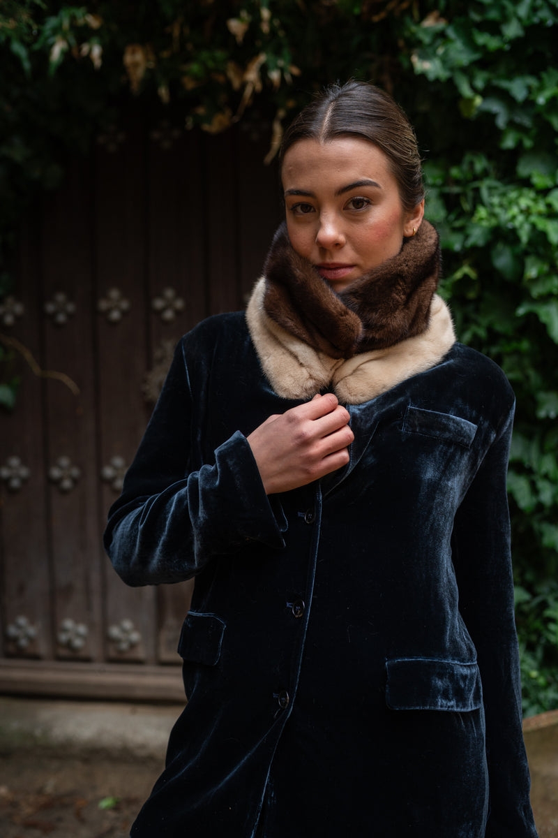 Cuello de visón Crudo y Chocolate