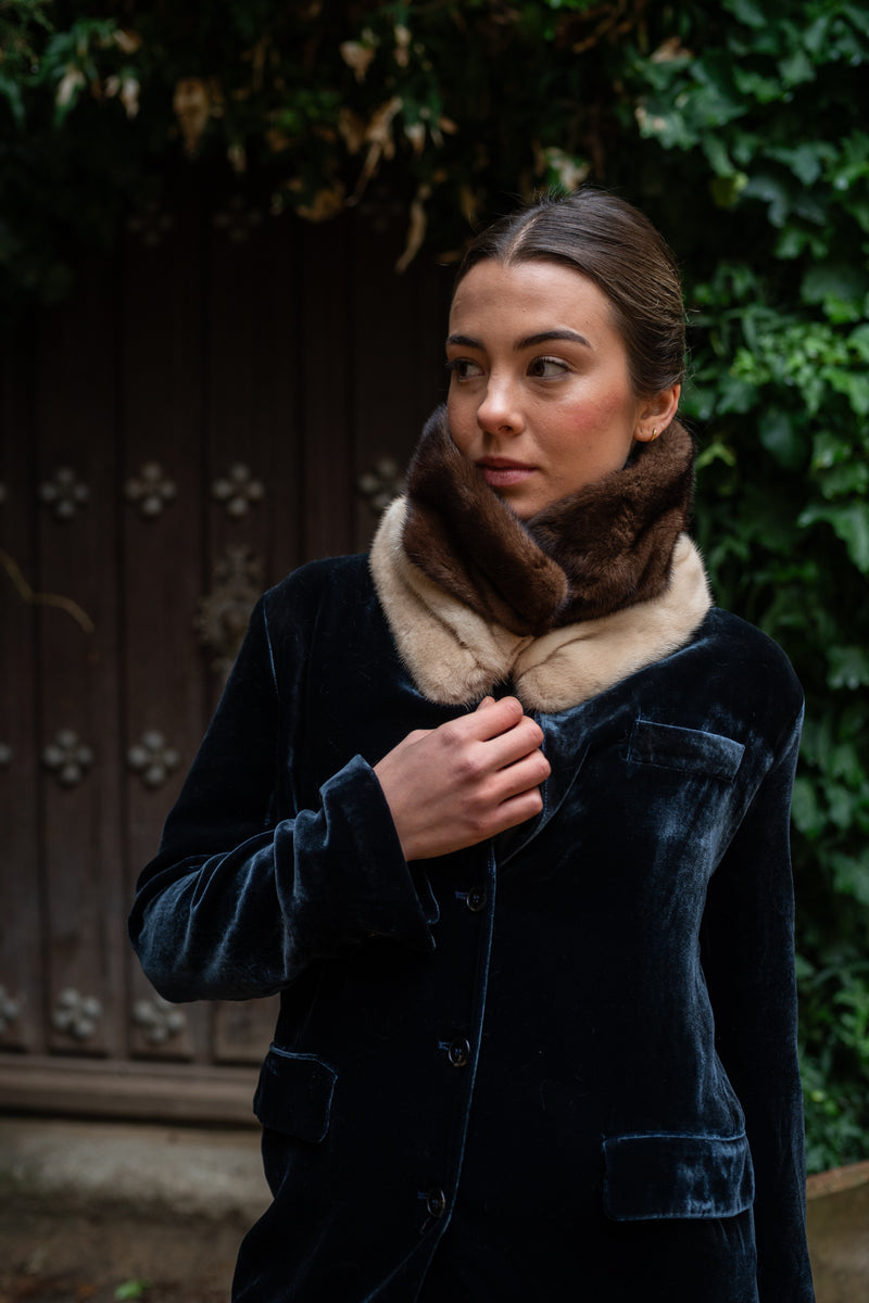 Cuello de visón Crudo y Chocolate