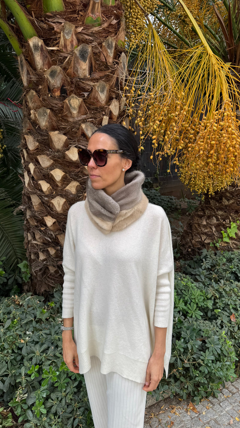 Cuello de visón Gris y Crudo