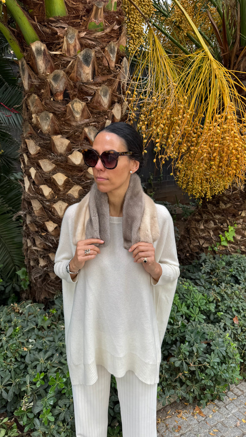 Cuello de visón Gris y Crudo