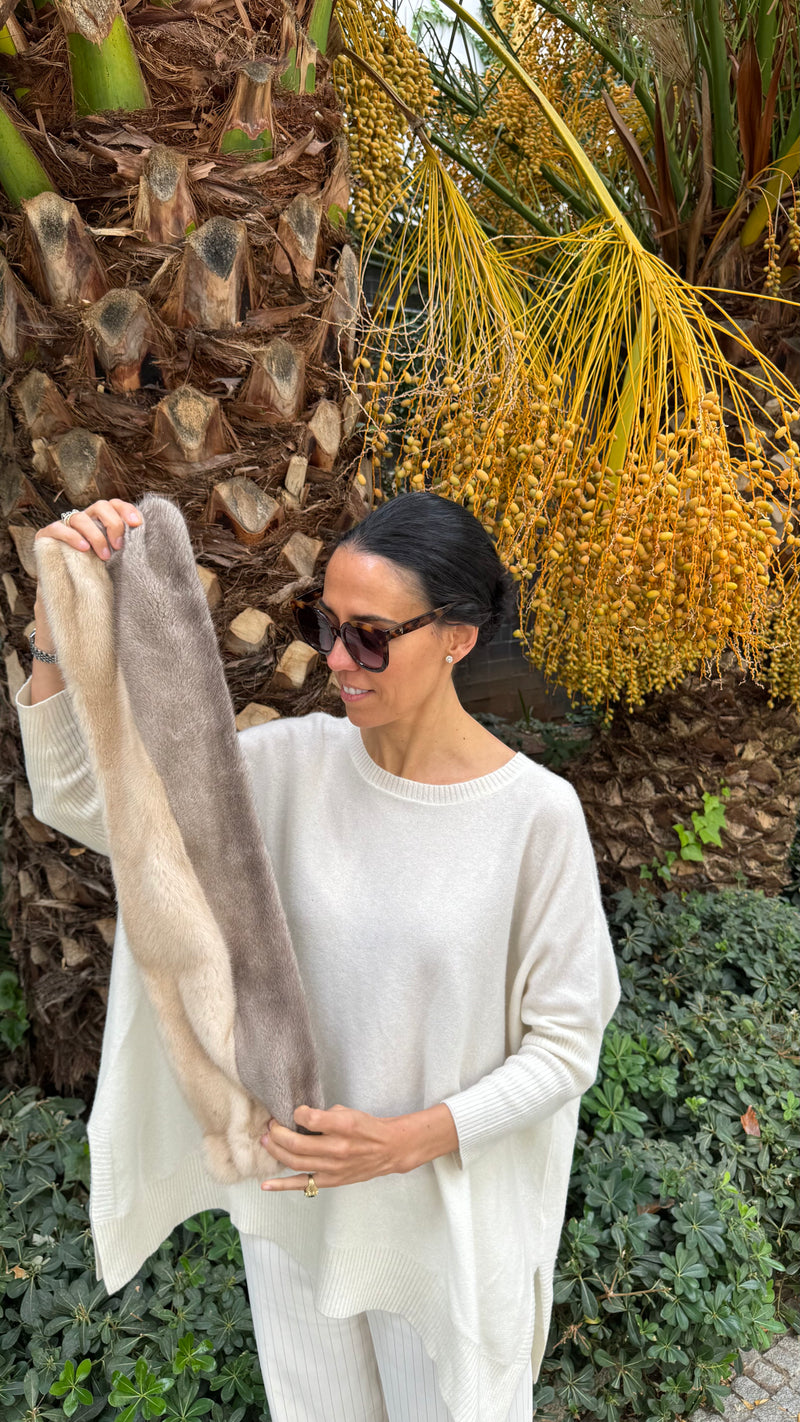 Cuello de visón Gris y Crudo