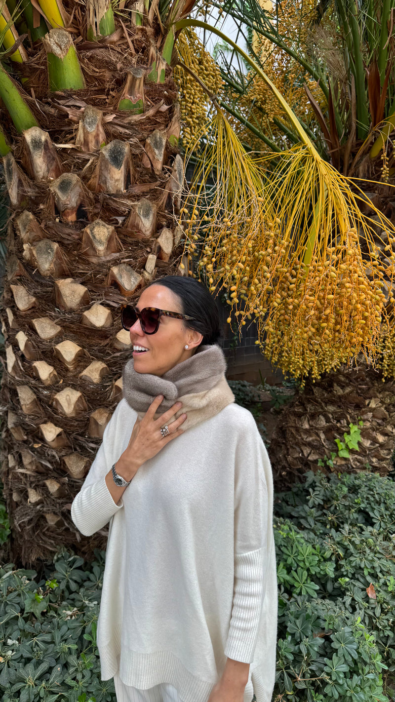 Cuello de visón Gris y Crudo