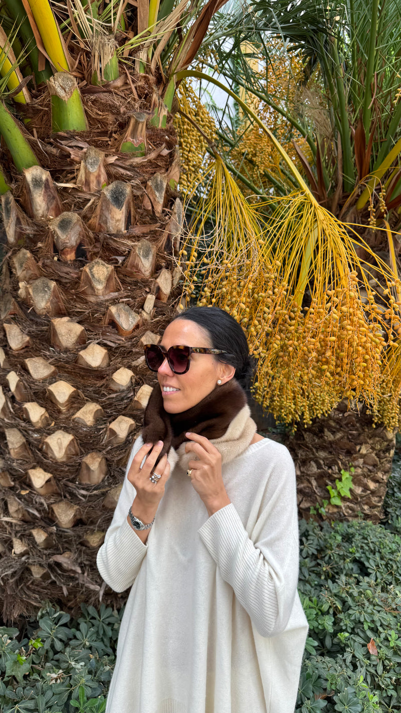 Cuello de visón Crudo y Chocolate