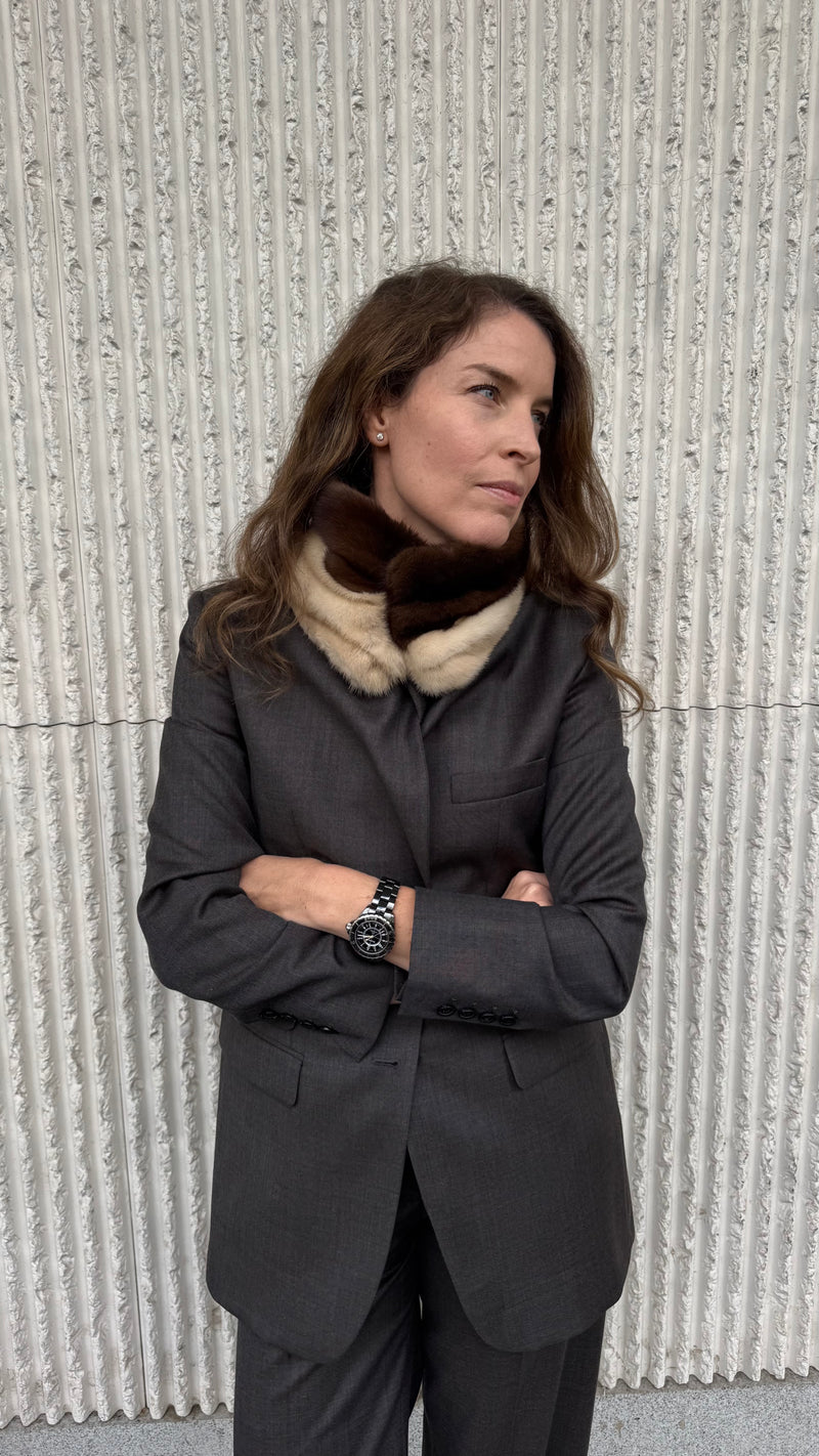 Cuello de visón Crudo y Chocolate