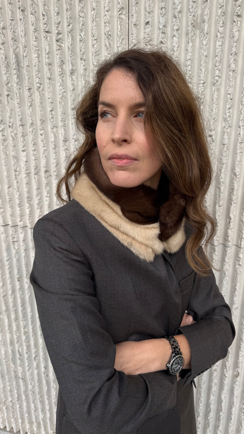 Cuello de visón Crudo y Chocolate