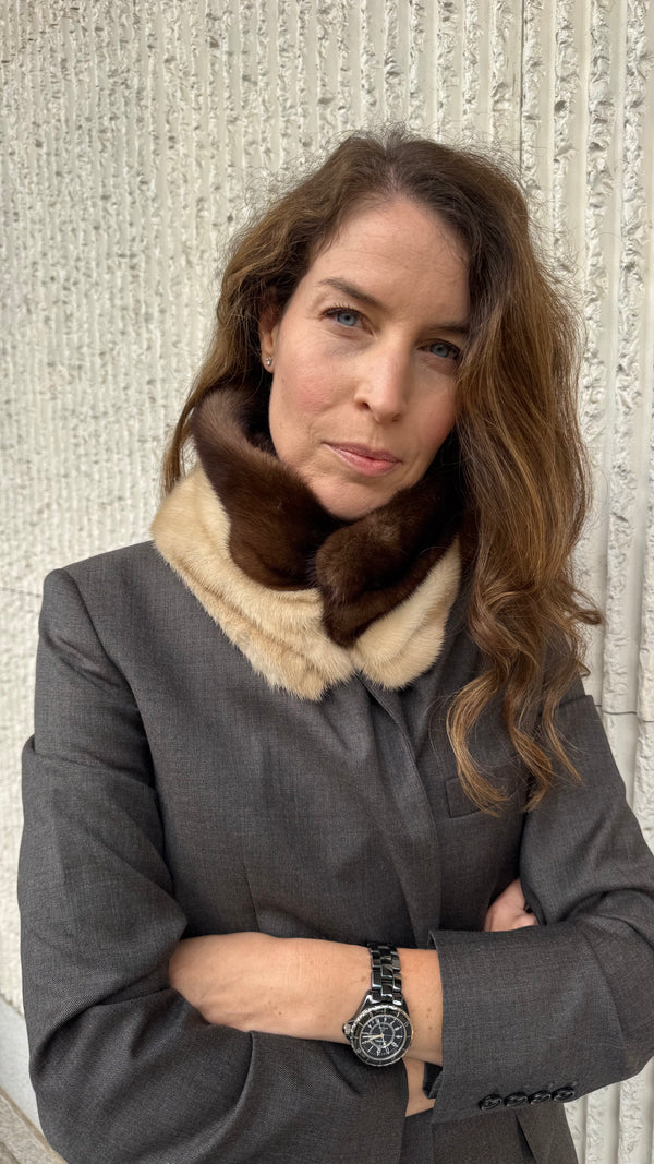 Cuello de visón Crudo y Chocolate