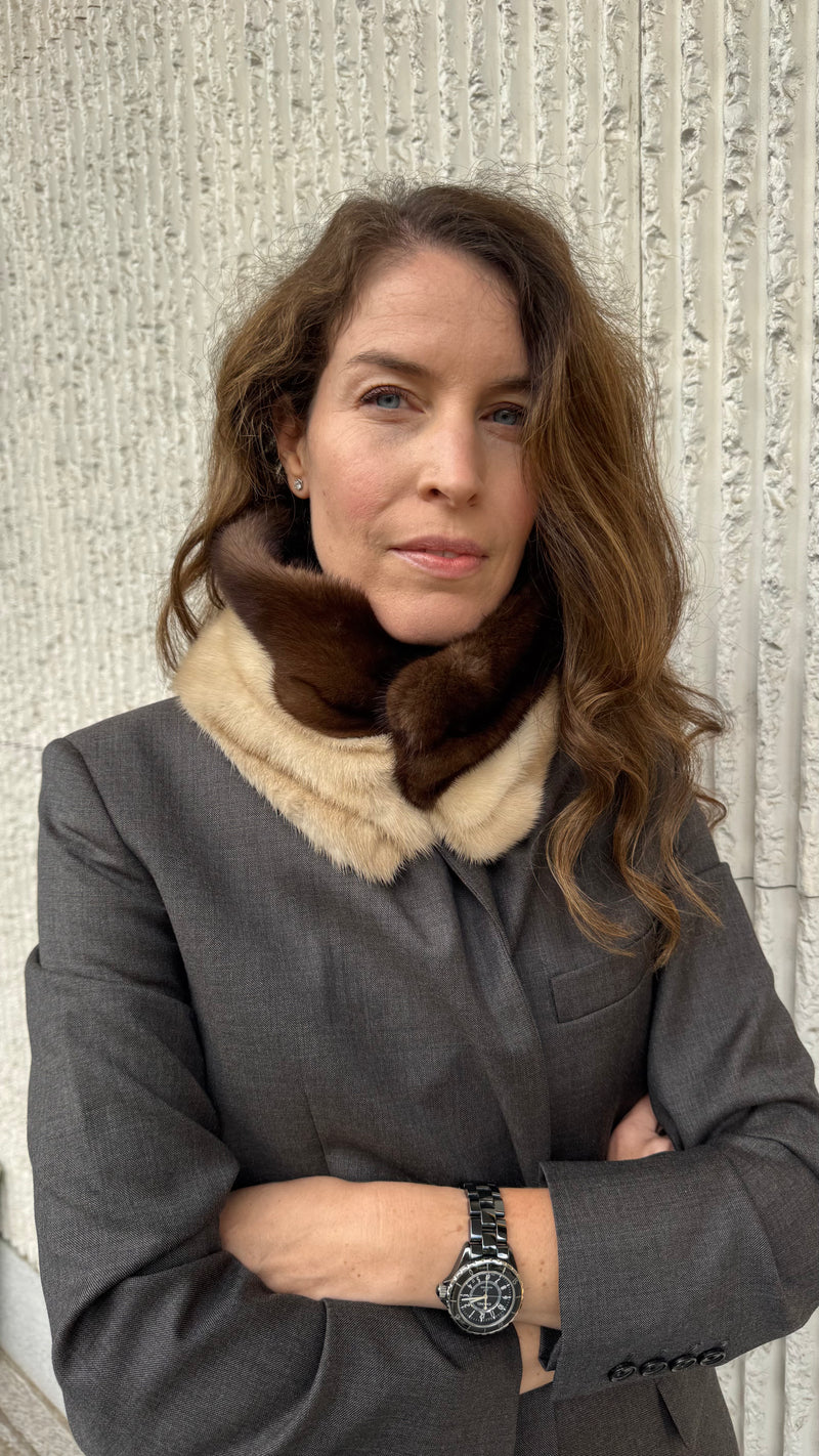 Cuello de visón Crudo y Chocolate