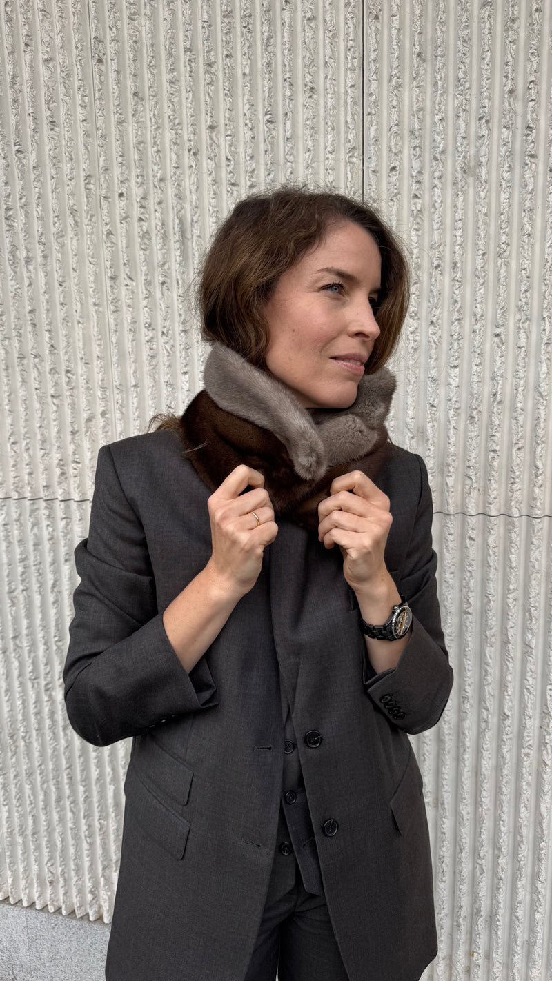 Cuello de visón Gris y Chocolate