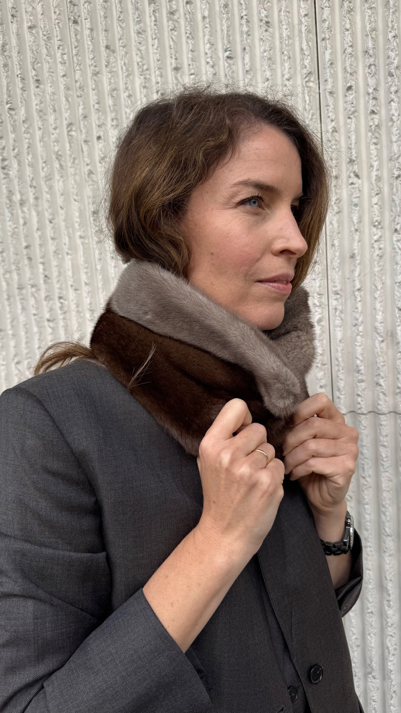 Cuello de visón Gris y Chocolate