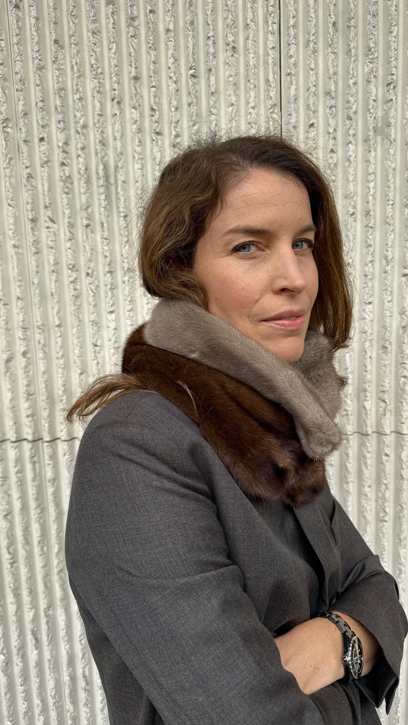 Cuello de visón Gris y Chocolate