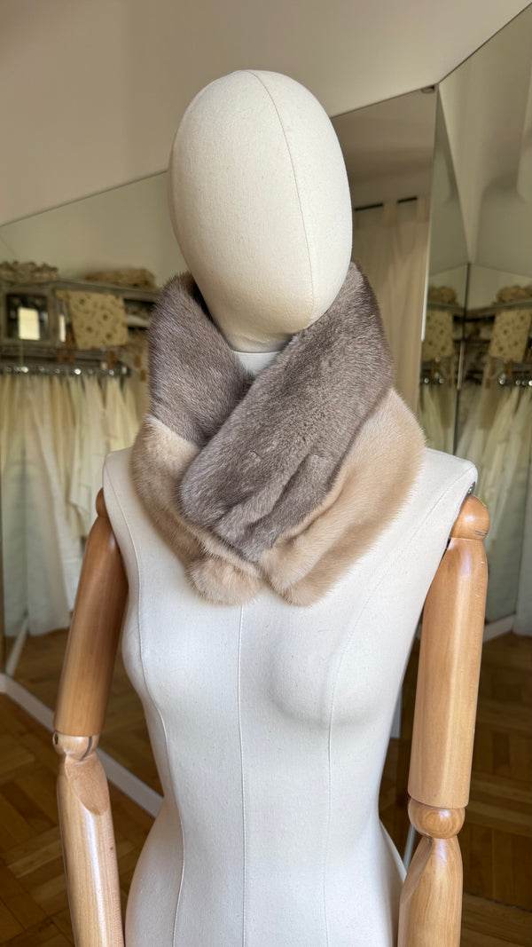 Cuello de visón Gris y Crudo