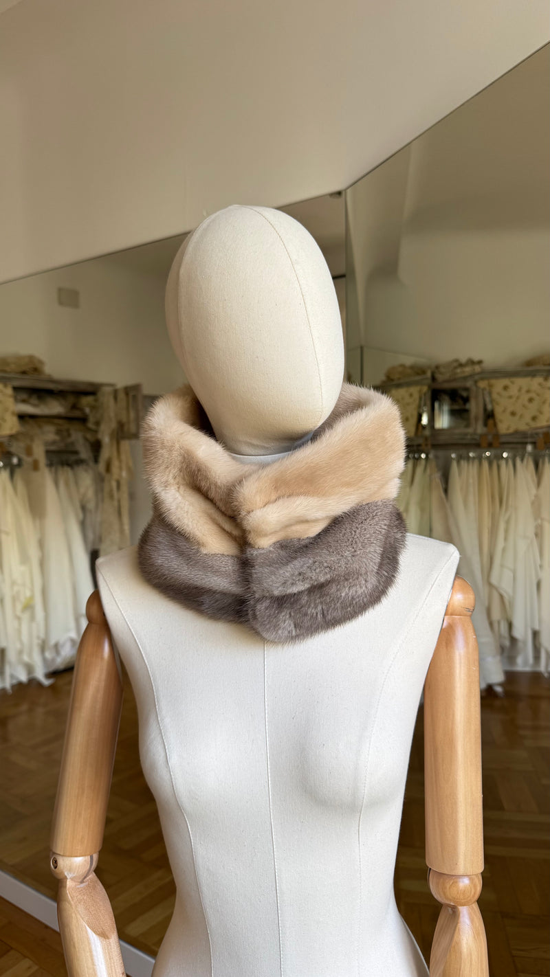 Cuello de visón Gris y Crudo