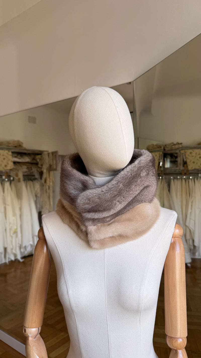 Cuello de visón Gris y Crudo