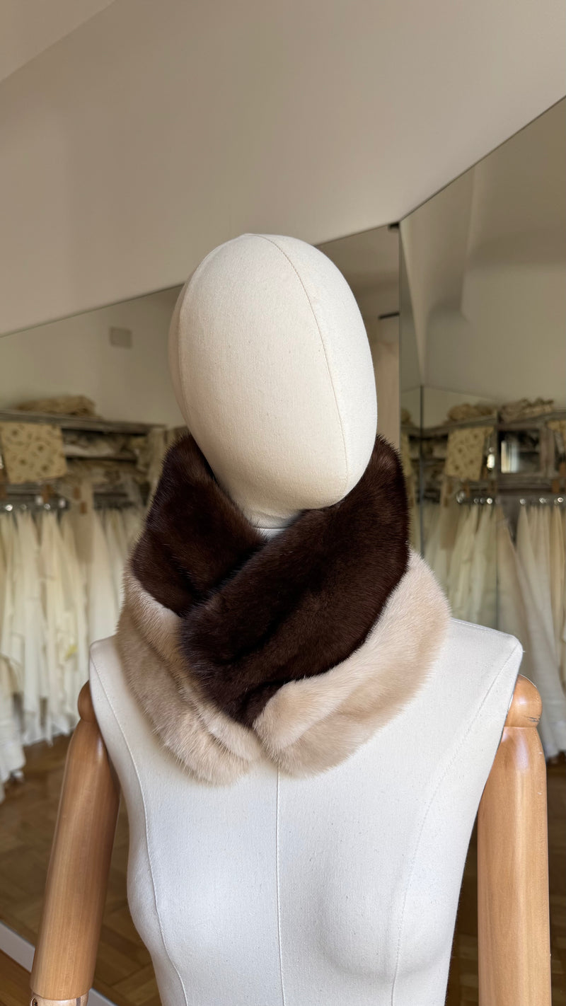 Cuello de visón Crudo y Chocolate