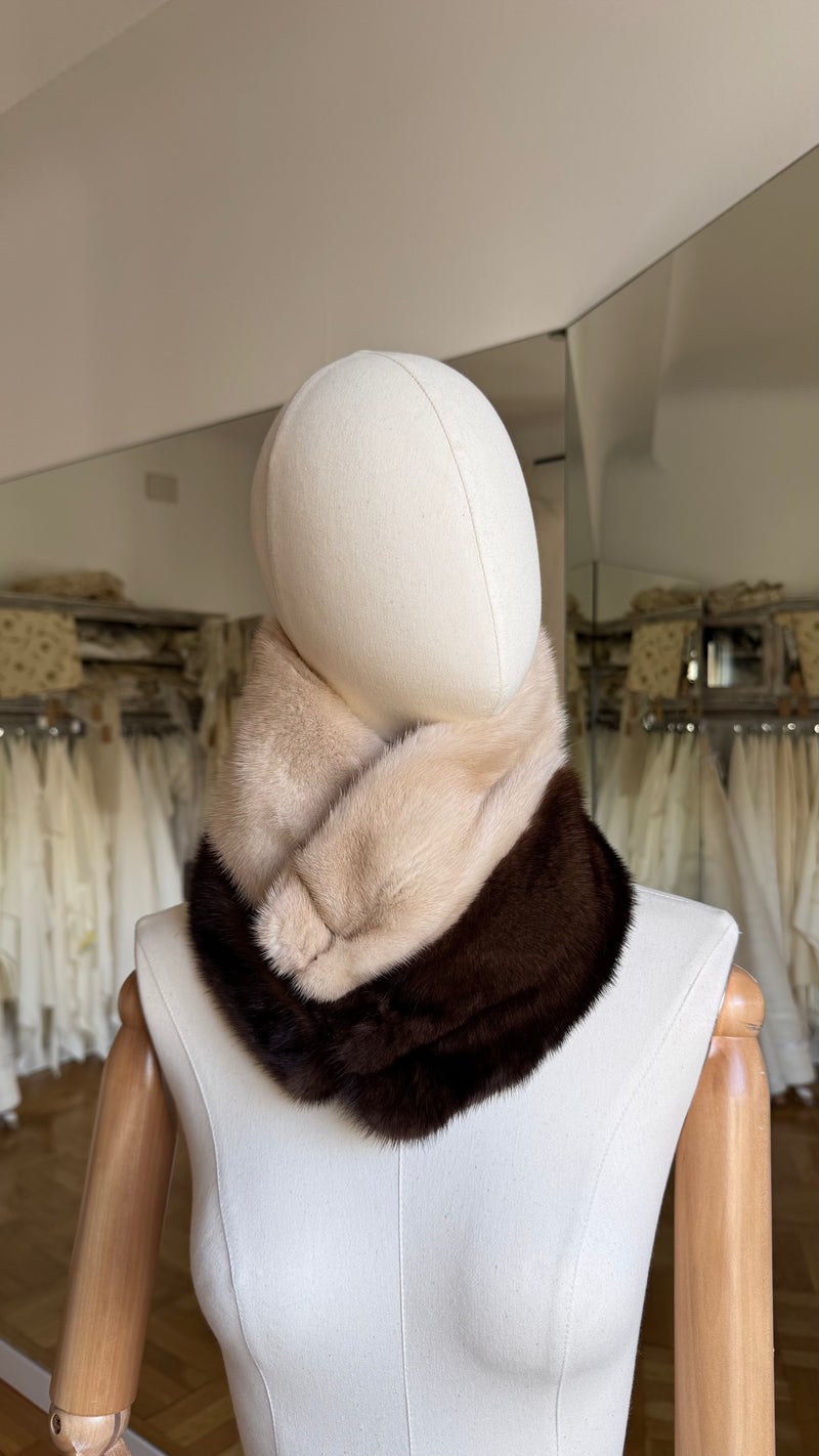 Cuello de visón Crudo y Chocolate