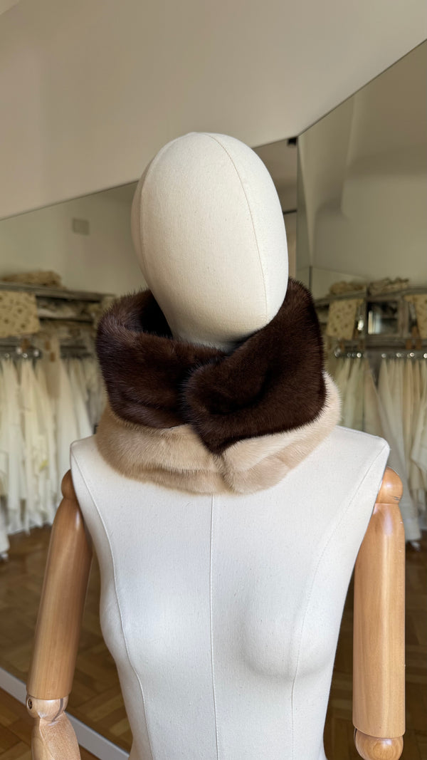Cuello de visón Crudo y Chocolate