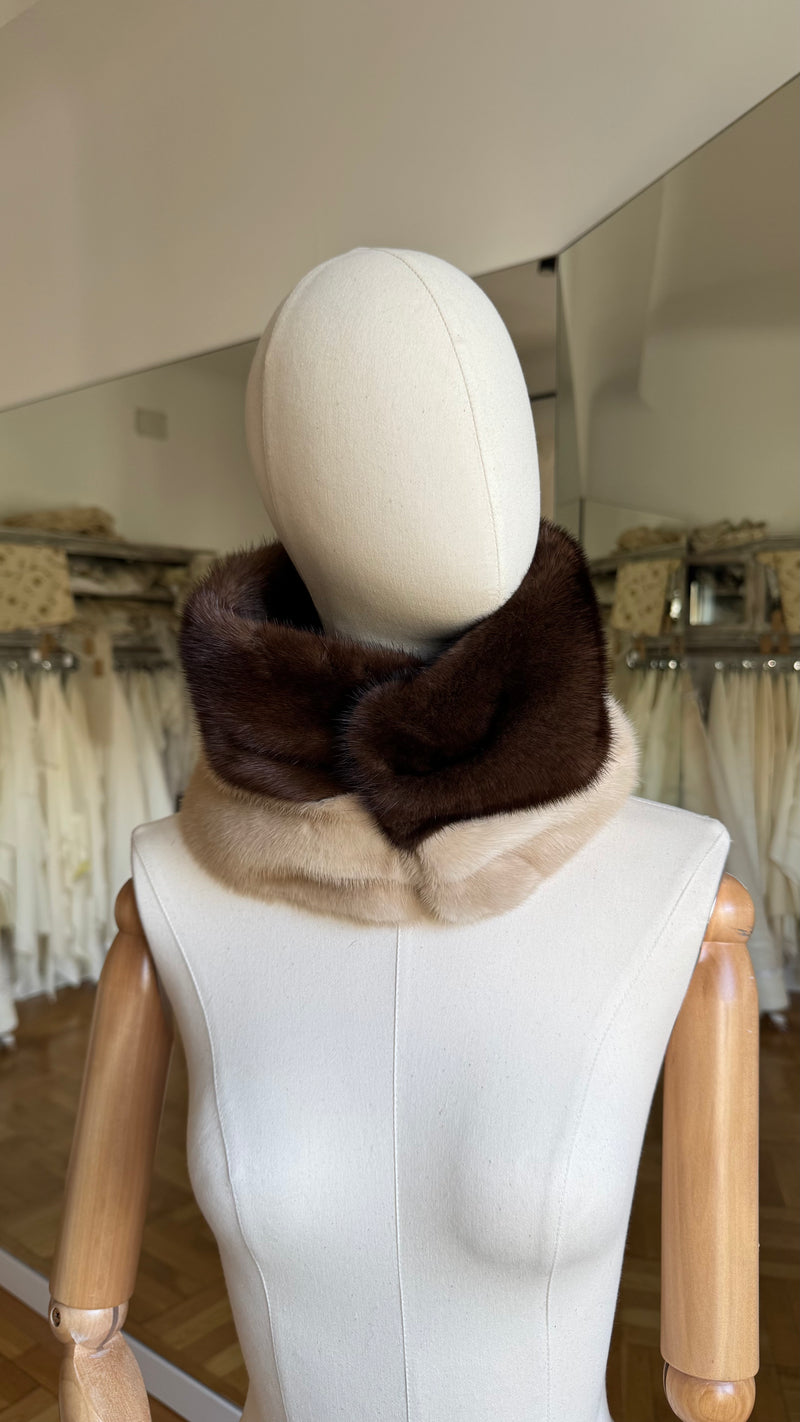 Cuello de visón Crudo y Chocolate