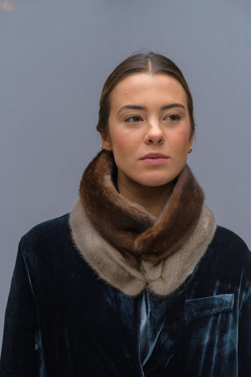 Cuello de visón Gris y Chocolate