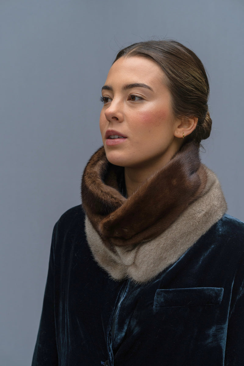 Cuello de visón Gris y Chocolate