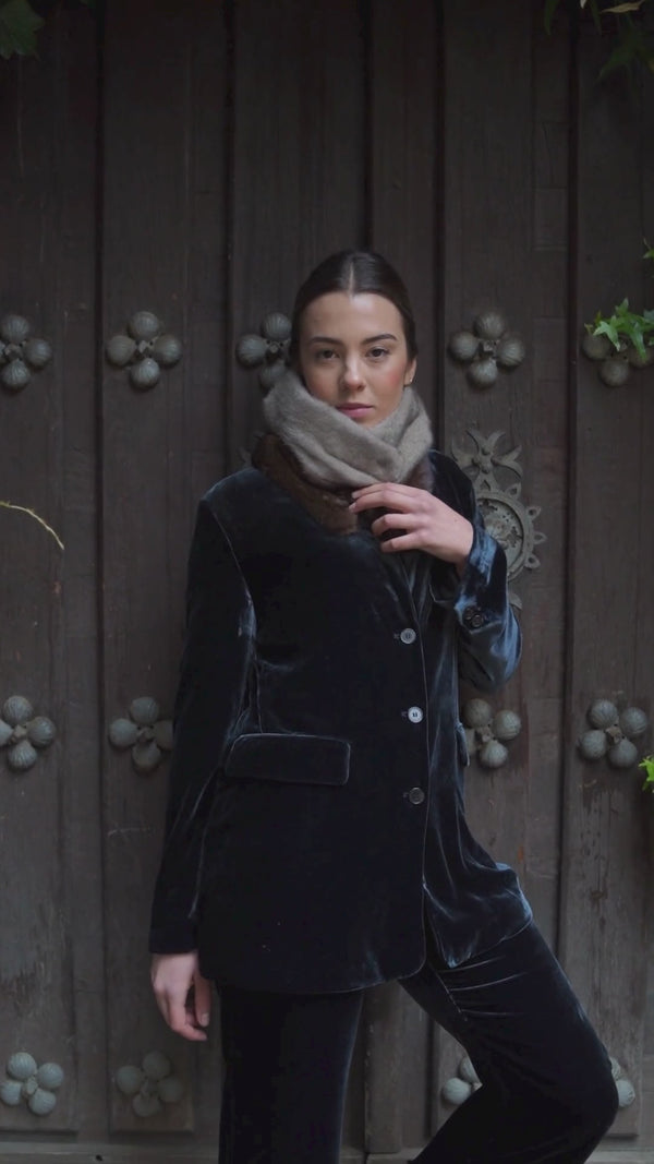 Cuello de visón Gris y Chocolate