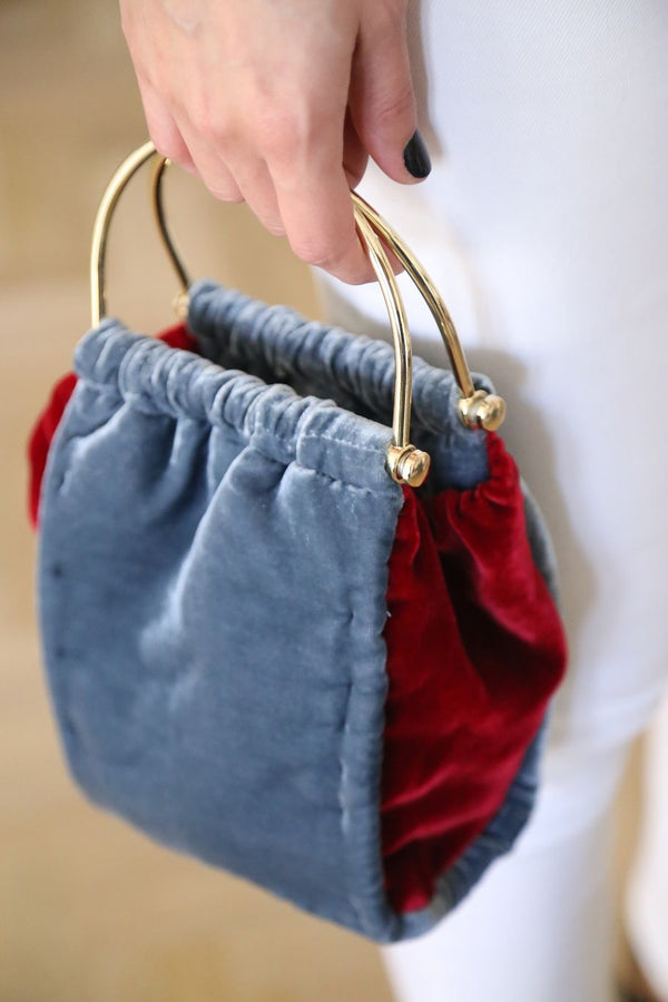 Bolso de mano en dos terciopelos