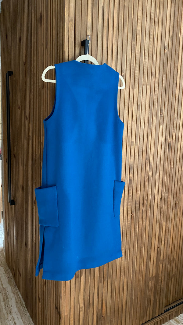 CHALECO AZUL AÑIL DE LANA CON CACHEMIRE